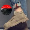 2025 Winter Shoes Men Ankle Boots Genuine Leather Fashion Mens Boots Flat Non-slip Warm Plush Winter Footwear