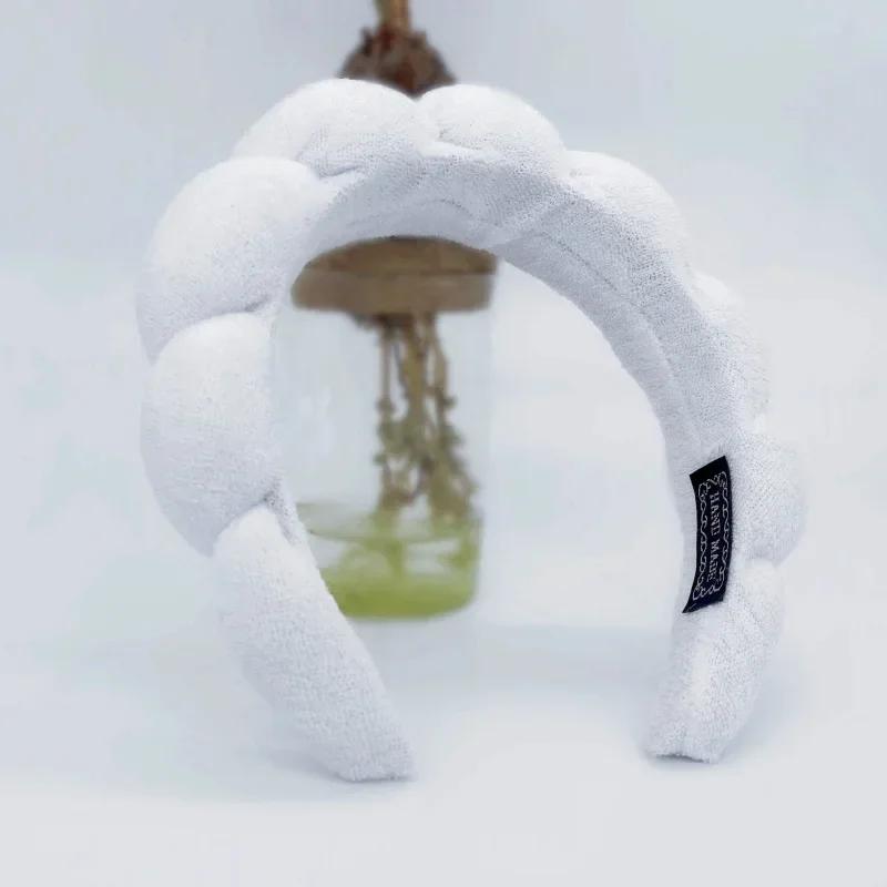 Корейская мягкая повязка на голову с облаком и губкой, пышные повязки для волос в стиле ретро, ​​женские повязки для волос с фиксированной челкой, обручи для волос для красоты, макияжа, головные уборы