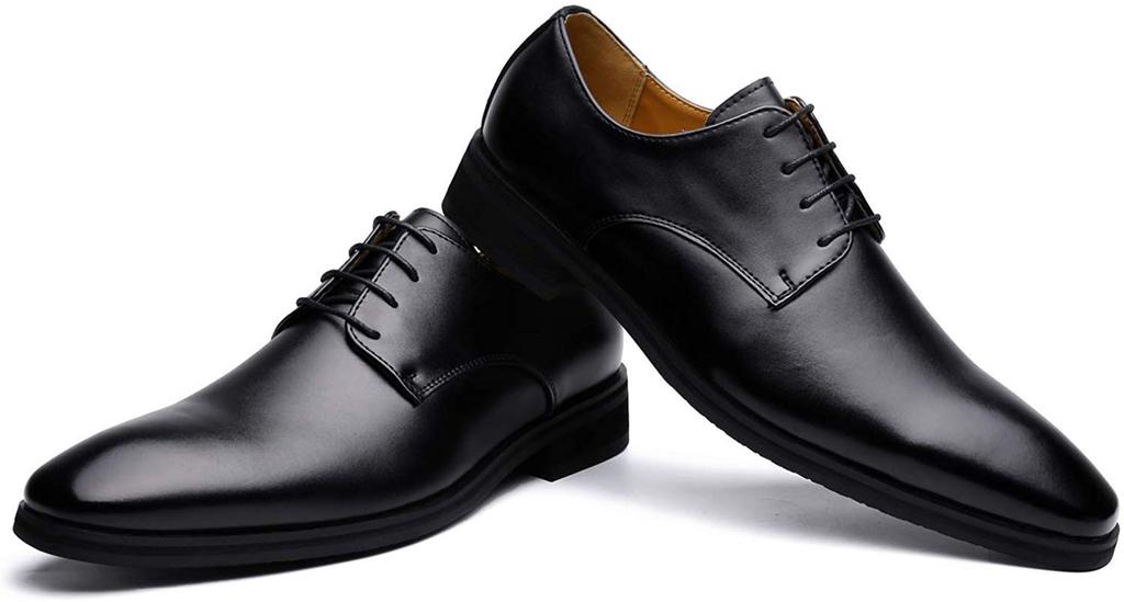 Jo Marino Genuine Leather Men's Business Dress Shoes, Wingtip, Non-Slip, Water-Repellent, All-Season, Size 1192 (Black, Size 25.5)
