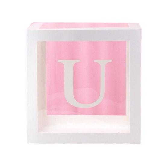 Balloon Box Reusable Clear Paper Box with Letter Stackable DIY Assembly 25 X 25cm Cube Box for Graduation Wedding Birthday Party Decor