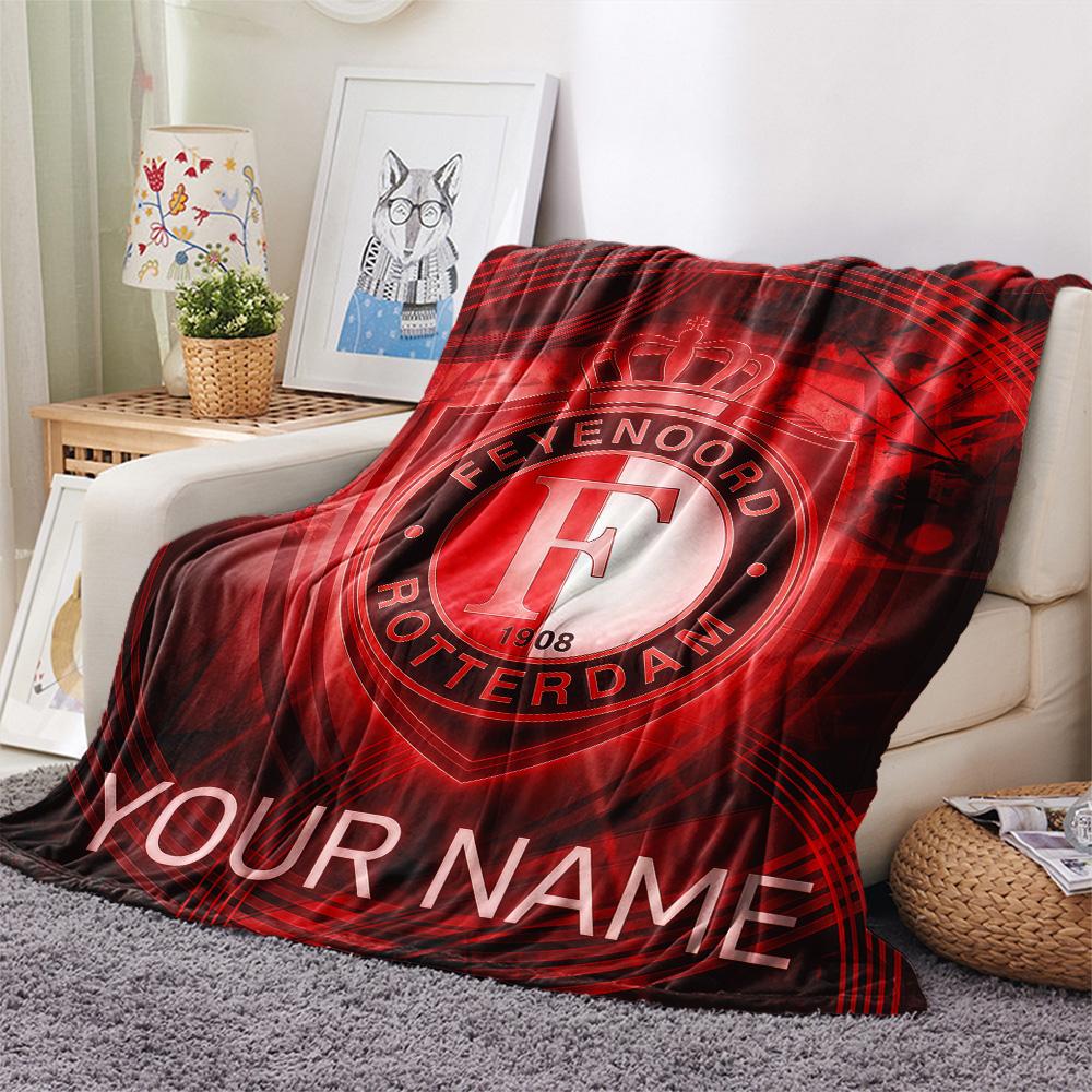 Custom Name Feyenoord Rotterdam2 Flannel Blanket, High quality Comfortable for All Seasons, Home Decor, Warmth and Comfort