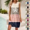 Женские летние повседневные платья без рукавов с принтом и U-образным вырезом