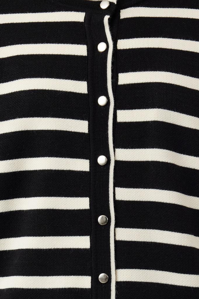 Women's Fashionable Stylish Hijab Cardigan Black Stone Knitwear Striped Cardigan