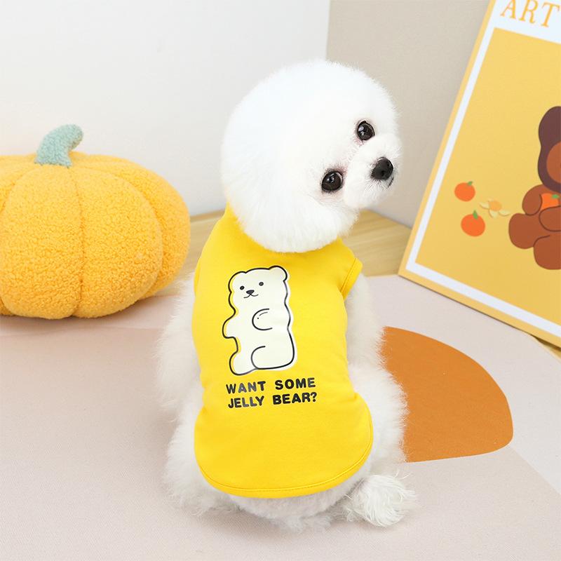 Новая одежда для домашних животных Одежда для собак Жилет с желеобразным медведем Милая мультяшная одежда для двуногих шнауцеров с короткими рукавами Дешевая одежда Костюмы для собак