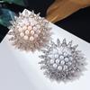 Rhinestone Flower Brooches Pearl Classic Brooch Pins Women Jewelry Accessories