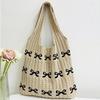 Women's Bow Shoulder Bag Aesthetics Crochet Handbag Purses Knitted Shopping Bag Summer Beach Bag Ladies Woven Tote Bags