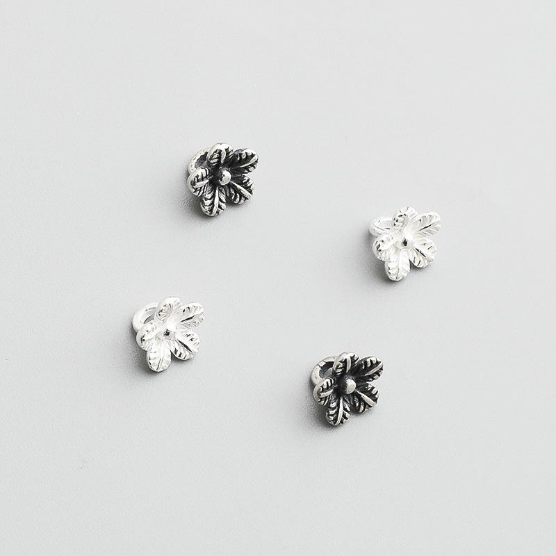 Браслет с подвеской в виде цветка в стиле ретро: Серебро 925 пробы, плетеная веревка ручной работы с бисерным соединением.