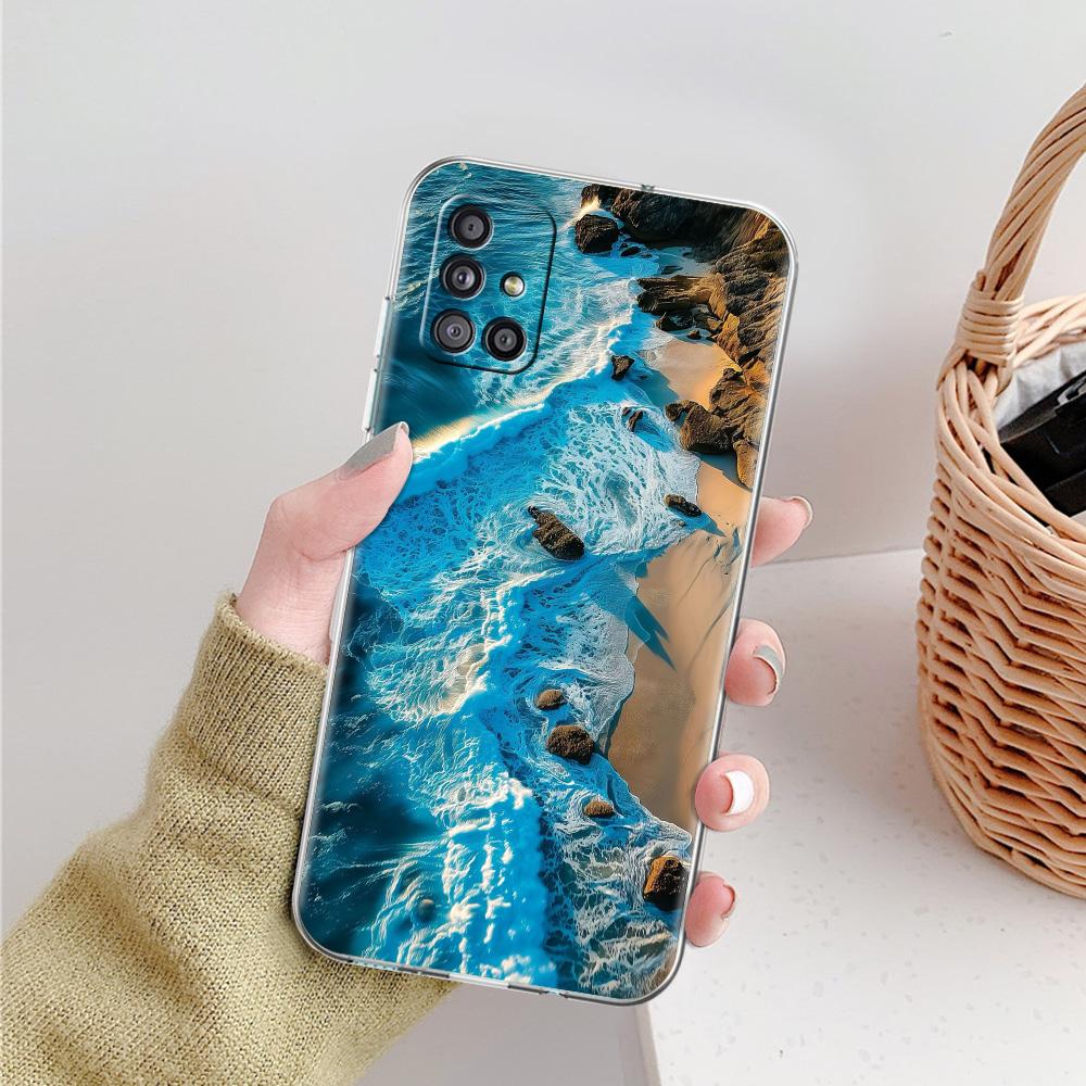 Чехол для Samsung A15 A13 A35 A55 A51 A71 A41 A31 A21S A05 A17 A23 A25 A33 A53 A73 5G A07 4G Обложка Морской Пейзаж Волна Пляж