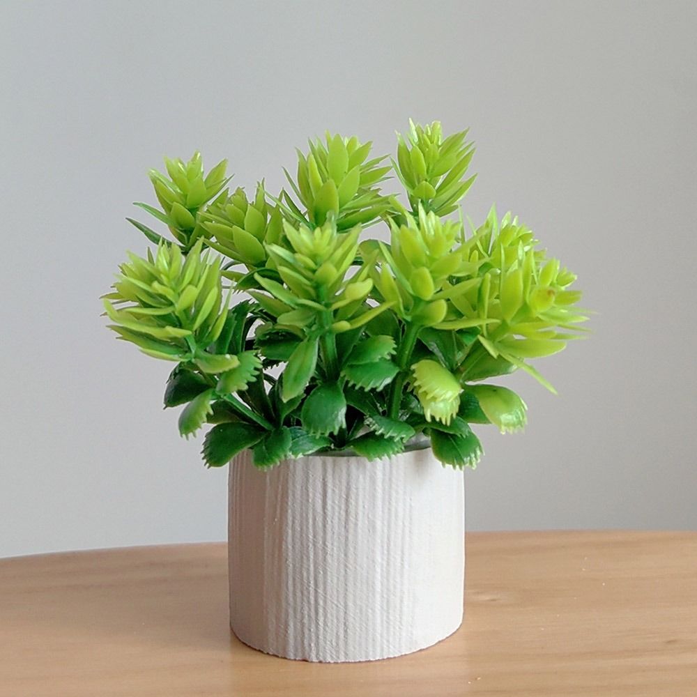 Lifelike Miniature Green Leaves Bonsai Green Mini Flower Pot Gift Dollhouse Potted Plant