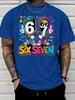 Cool Six Seven Hip Hop Cartoon Character Front Graphic Print Unisexs Crew Neck Short Sleeve Tee Casual Daily Soft Basic Wear Top