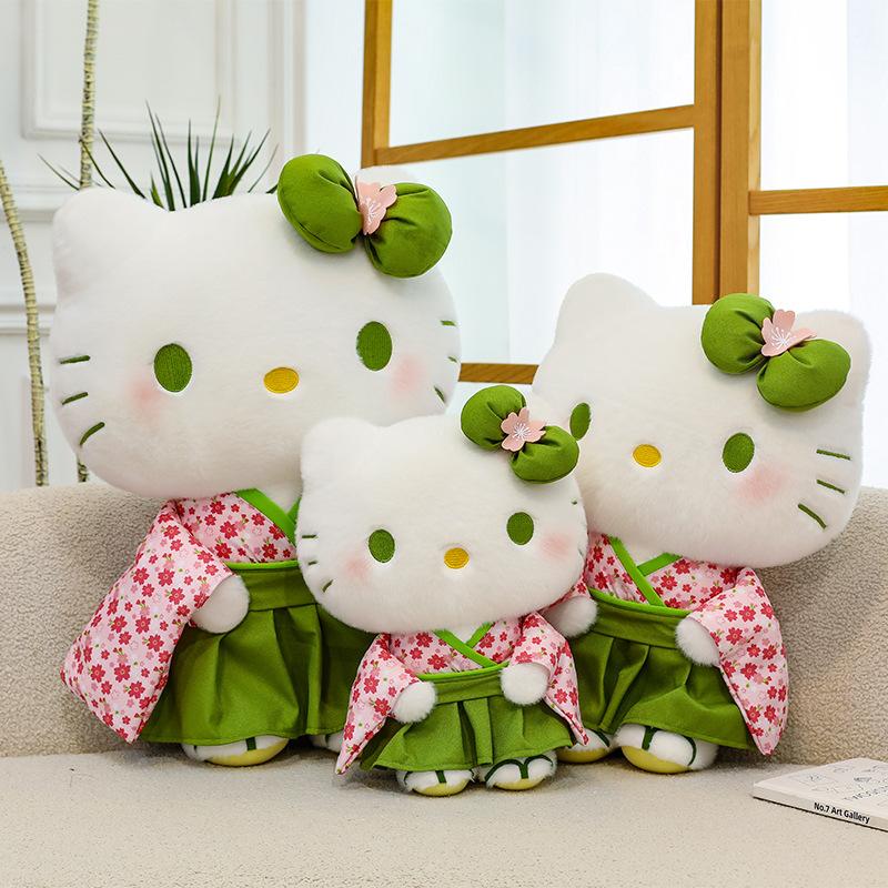 35-55 см Японский стиль Маття Цветок сакуры Кимоно Плюшевая игрушка Hello Kitty Мягкая подушка Декор комнаты дивана Кукла-спутник для комфорта