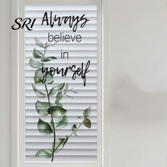 Glass Protection Film Reeded Privacy Window Non Adhesive Frosted Sun Blocking Opaque Decal Cling Hanging Green Plants Decorative Sticker for Bathroom