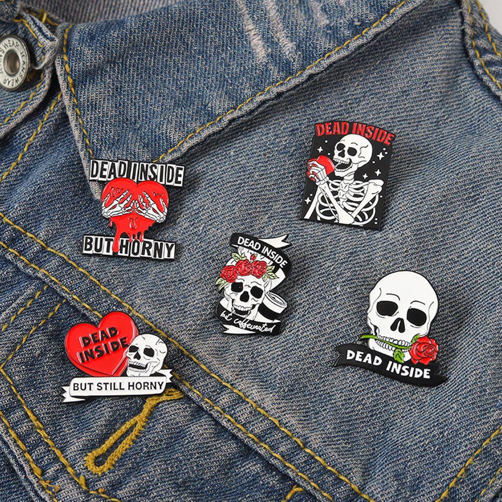 Heart-shape Skeletion Male Clothes Decor Korean Style Brooch Women Scarf Pins Halloween Enamel Pins