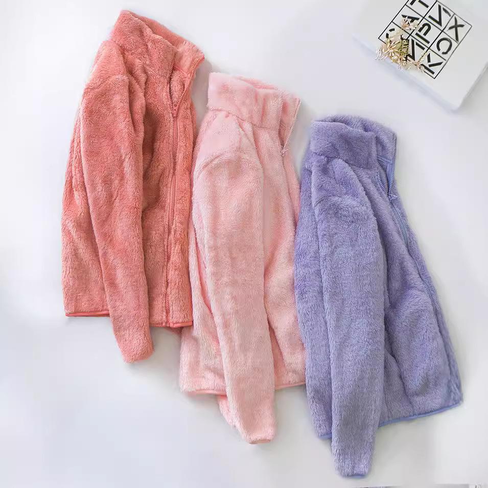 Осень и зима большой размер свободная верхняя одежда двусторонняя коралловая флисовая домашняя одежда свитер флис утолщенная куртка-кардиган на молнии женская