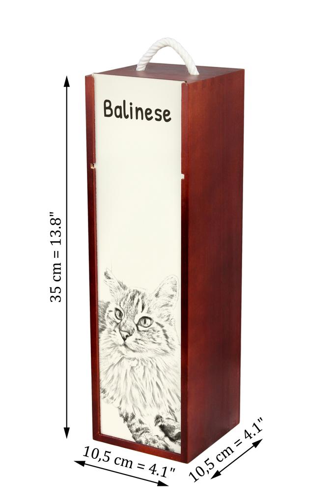 Balinese - wine box with a cat, alcohol box with graphics, personalized gift box from the Art-Dog brand