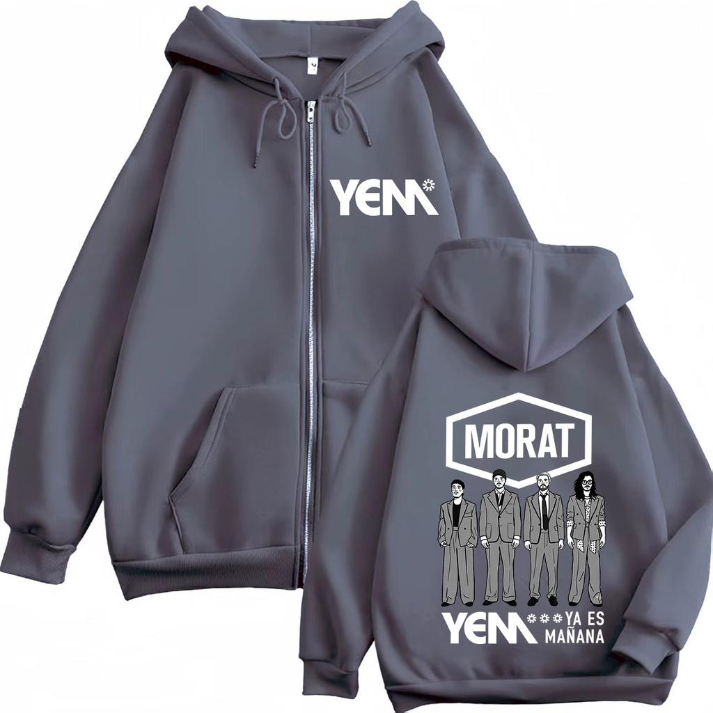 Band Morat Yem Ya Es Manana Tour Print Zipper Hoodie Men Women Hip-hop Tops Winter Loose Casual Vintage Zip Up Jacket