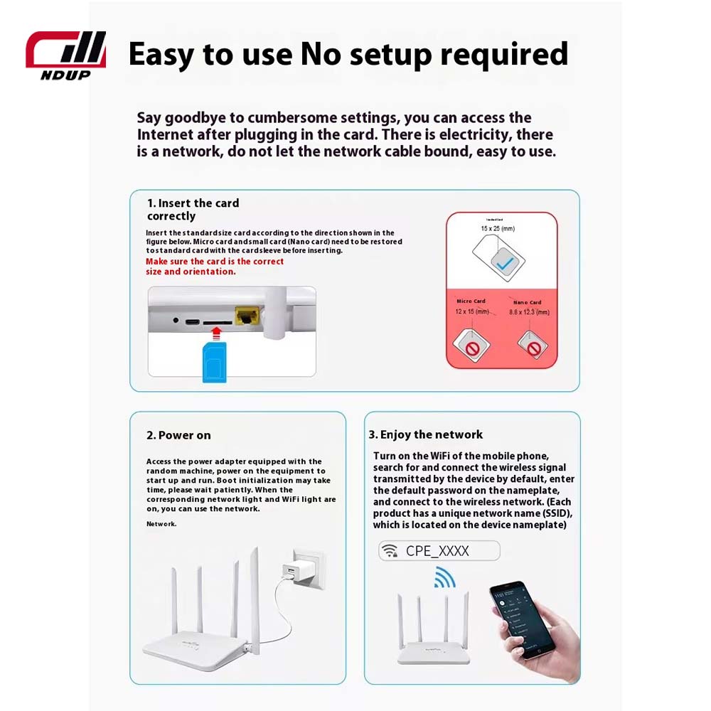 NDUP R103 4G/5G Router – High-Speed WiFi, SIM Card Support, Connects Up To 32 Devices!