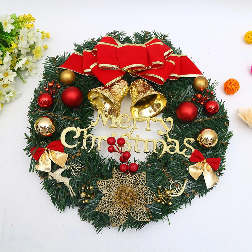 1pc Christmas Wreaths for Front Door, Xmas Decorations Winter Wreaths Home Decorative Wreath with Flowers Pine Cones for Party