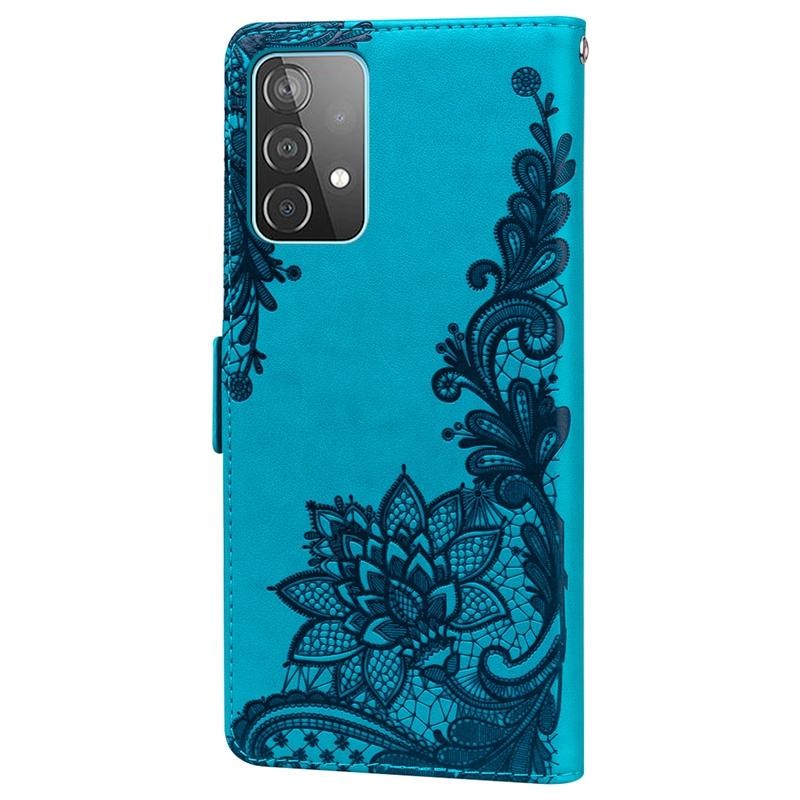 Кожаный чехол-бумажник с тисненым кружевом и цветами для iPhone Samsung Huawei Xiaomi, откидные чехлы с двойной магнитной пряжкой, слотами для кредитных карт и ремешком на руку