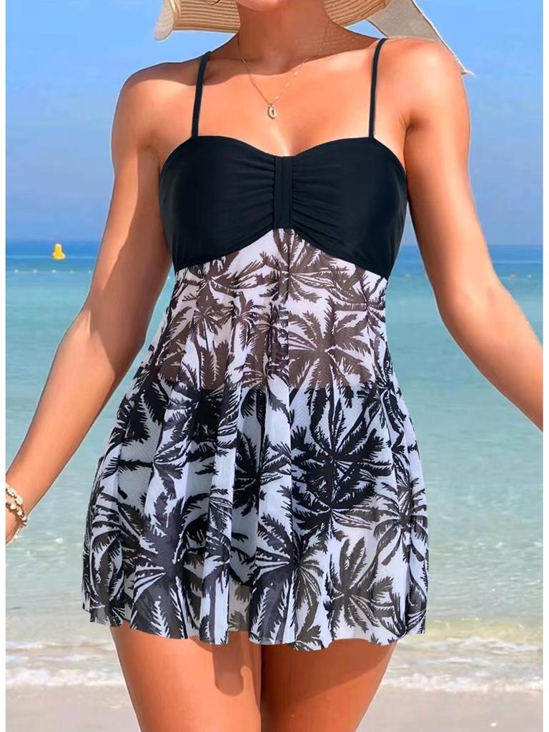 Женский купальник танкини с высокой талией из сетки на косточках с шортами-боксерами