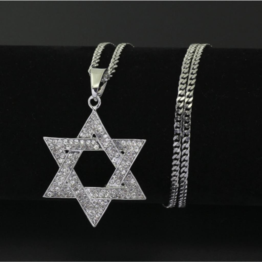 Новый узор Стразы Подвеска Звезда Ожерелье Модное ожерелье Кубинская цепь Ожерелье Хип-хоп Блинг-блинг Ювелирные изделия