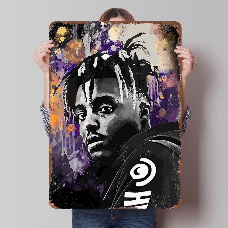 Juice Wrld Portrait Tinplate Poster Customized Wall Art Vintage Retro Metal Signs for Apartment Decoration Room Coffee Bar Decor