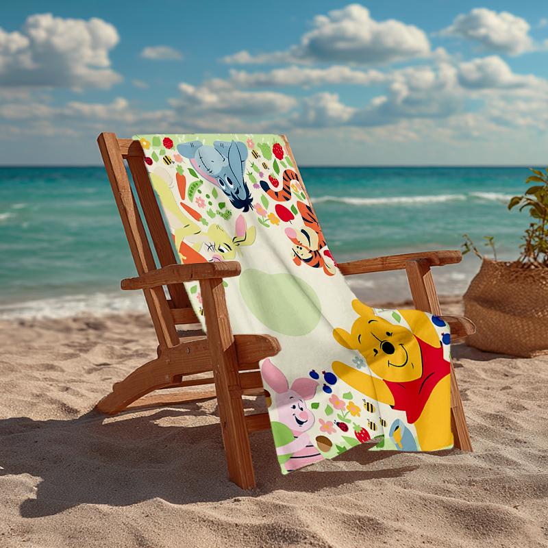 Ultra-Soft Beach Towel with Winnie Theme,Ideal for Pool - Camping, Diving - Perfect Travel Essential, Vibrant Beach Towel.