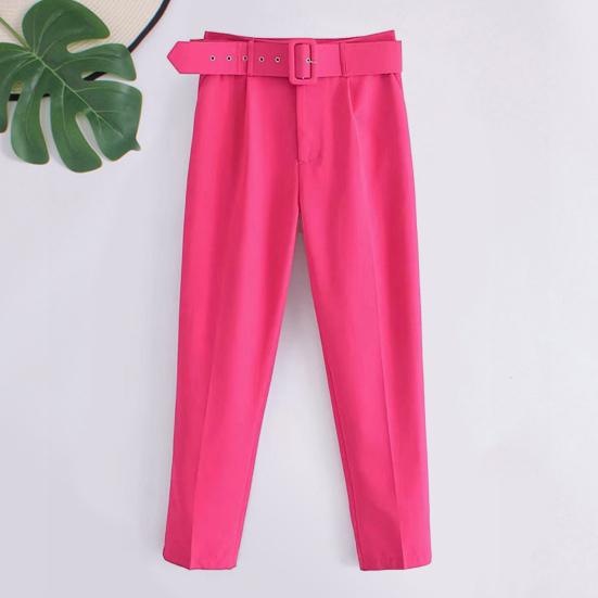 Женские брюки Yousheng, прямые, с высокой талией, длинные брюки с карманами, однотонные повседневные рабочие брюки