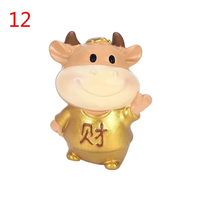 Home Decoration Accessories Micro Cattle Family Figurine Resin Ornaments Miniature Model Mini Animal Statue Bonsai Decoration