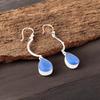 Dark Blue Cat's Eye Gemstone 925 Sterling Silver Jewelry Handmade Earrings 2.60" EE-43-42