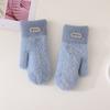 Korean Style Solid Color Gloves Plush Cycling Driving Gloves Cute Full Finger Mittens  Girls