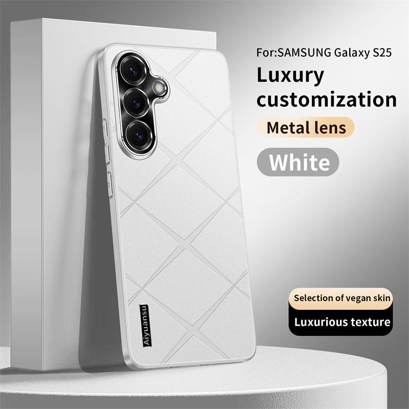 Для Samsung Galaxy S25 S25 Ultra высококлассный чехол из веганской кожи с металлической защитой объектива, противоударный и устойчивый к отпечаткам пальцев