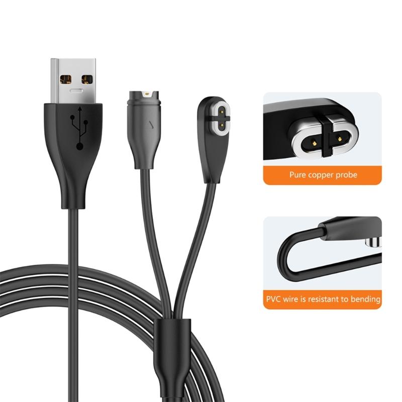 Магнитный USB-кабель для зарядки 2-в-1 для наушников с 2 контактами / для умных часов с 4 контактами Быстрая зарядка Портативный