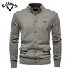 Callaway 2025 Осень и зима вышитый новый мужской топ-кардиган, высококачественный деловой повседневный однотонный свитер для мужчин