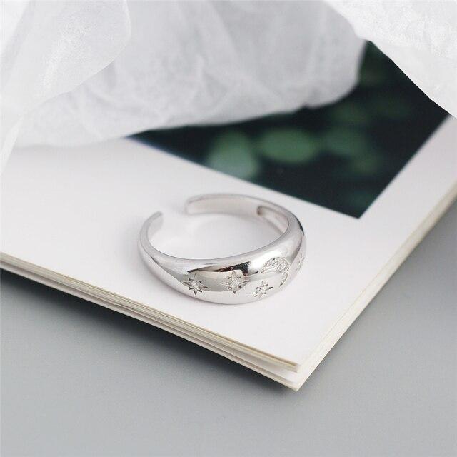 Bohemia Crystal Moon & Star Open Rings for Women Rings Jewelry Sterling Silver Finger Ring Gold/Silver Ring Women Rings