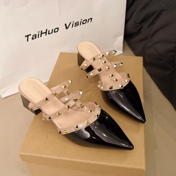 Модная обувь Женская 2025 Лоферы Тапочки Повседневная Закрытый носок На каблуке Мюли Роскошные Летние Остроносые С высоким подъемом Слайды Модные Туфли-лодочки Женская обувь 2025