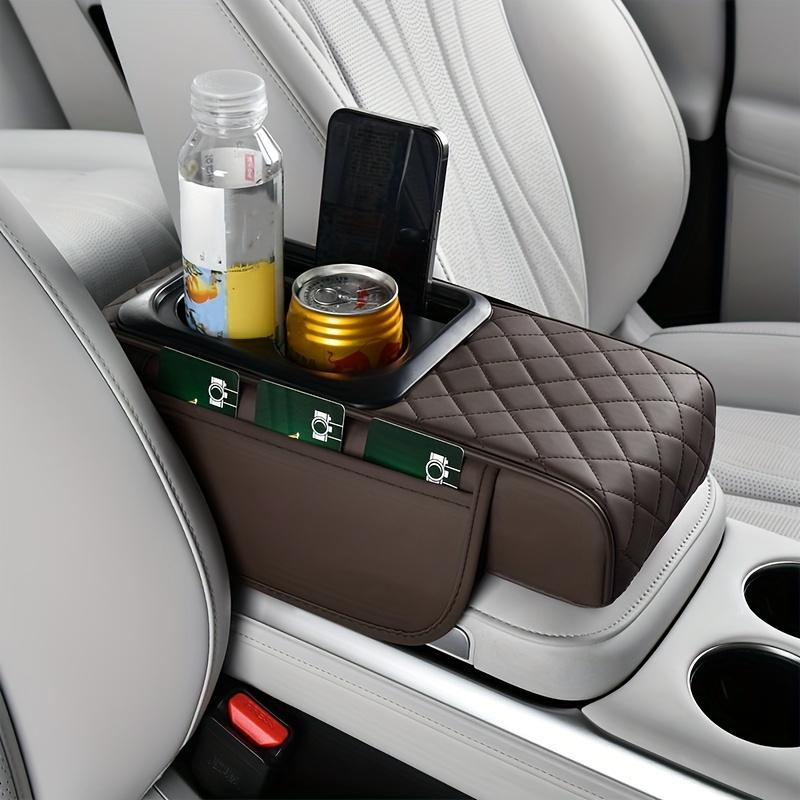 Car Center Console Armrest Cushion Thicken Arm Rest Box Pad Extension Cushion with Cup Holder Tissue Box Organizer Bag
