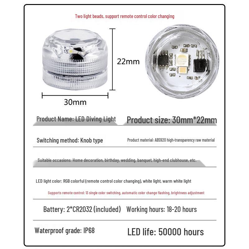 Водонепроницаемый светодиодный светильник-свеча с ручкой для аквариумов - Цветной подводный светильник для украшения микроландшафта