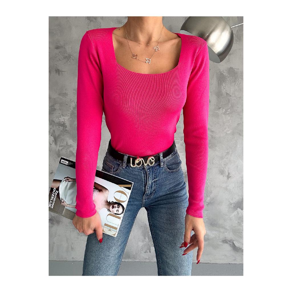 Женский трикотаж с квадратным воротником, сезонный свитер