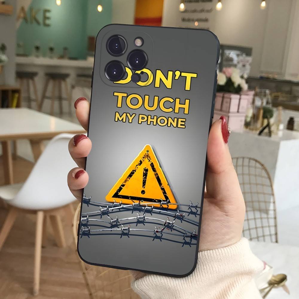 Чехол для телефона с рисунком "Не трогай мой телефон" для iPhone 17 16 15 14 13 12 11 Pro Max Plus Mini Мягкий черный чехол