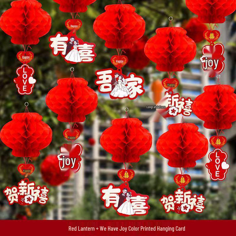 Красные сотовые бумажные фонарики для украшения свадьбы и двора