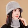 Winter Knitted Wool Hat Women's Cold-proof Scarf Faux Rabbit Fur Basin Hat Knitted Hat
