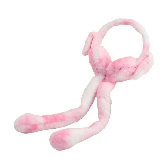 1/2Pcs Plush Rabbit Earmuffs with Moving Jumping Ears Gradient Color Soft Furry Ear Covers Headband