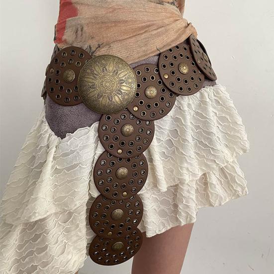 Ladies with Jean Adjustable Size Retro Belt Buckle Wide Belt Fashion