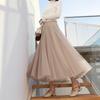 Women's High-End Mesh Pleated Midi Skirt - Summer Slimming Big Swing Tulle Skirt