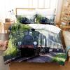 Three-Piece Home Textile Quilt Cover Four-Piece Set, Locomotive 3D Digital Printing Quilt Cover Pillowcase Bedding