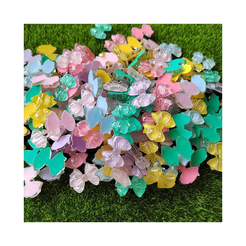 100pcs Cute Cartoon Resin Bowknot Flatback Bow Cabochon Scrapbook Kawaii Embellishments Accessories