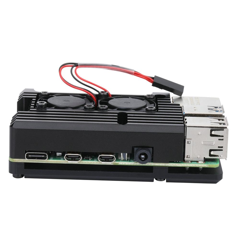 Black Aluminum Alloy Case Ultra Thin Design Fit for Raspberry Pi 4 Model B B Heat Dissipation