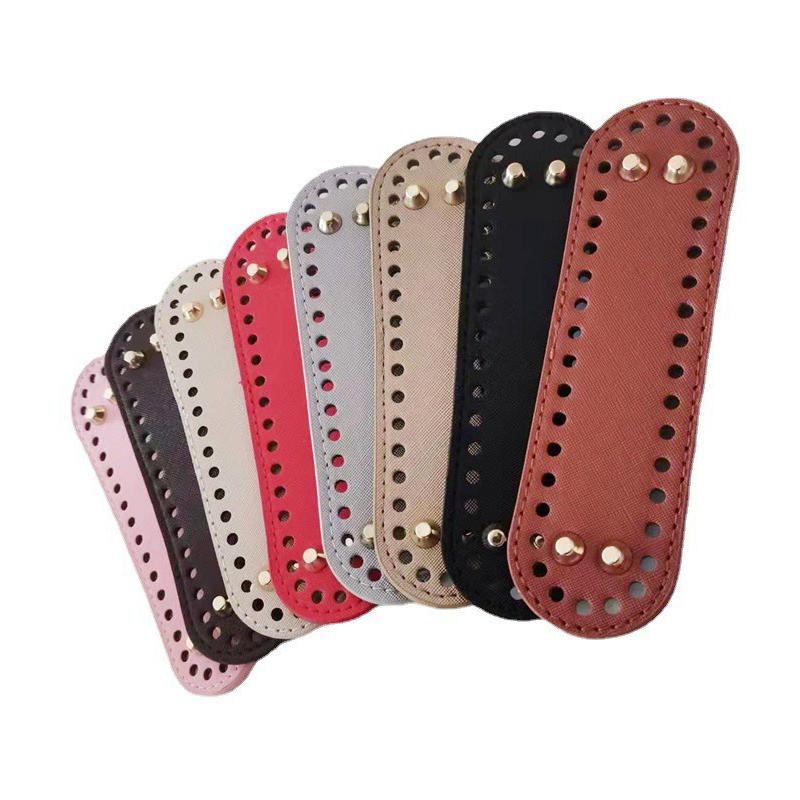 1Pc Bag Components Long Bottom For Knitted Bag Pu Leather Base Handmade With Holes Diy Crochet Accessories