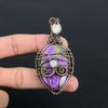 Purpurite & Moonstone Gemstone Handmade Pure Copper Wire Wrap Jewelry Pendant For Thanksgiving